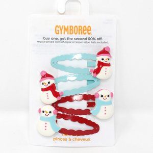 NWT Gymboree hair snap clips Cozy Cutie snowman 4pk barettes